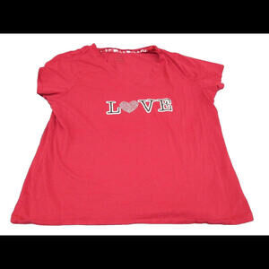 George Womens Red LOVE Pajama PJ Top Short Sleeve T Shirt Size XL​​​